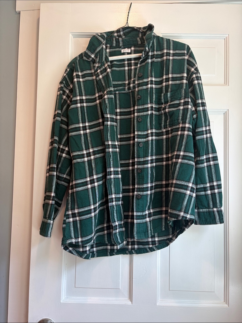 Garage Green and White Plaid Shirt